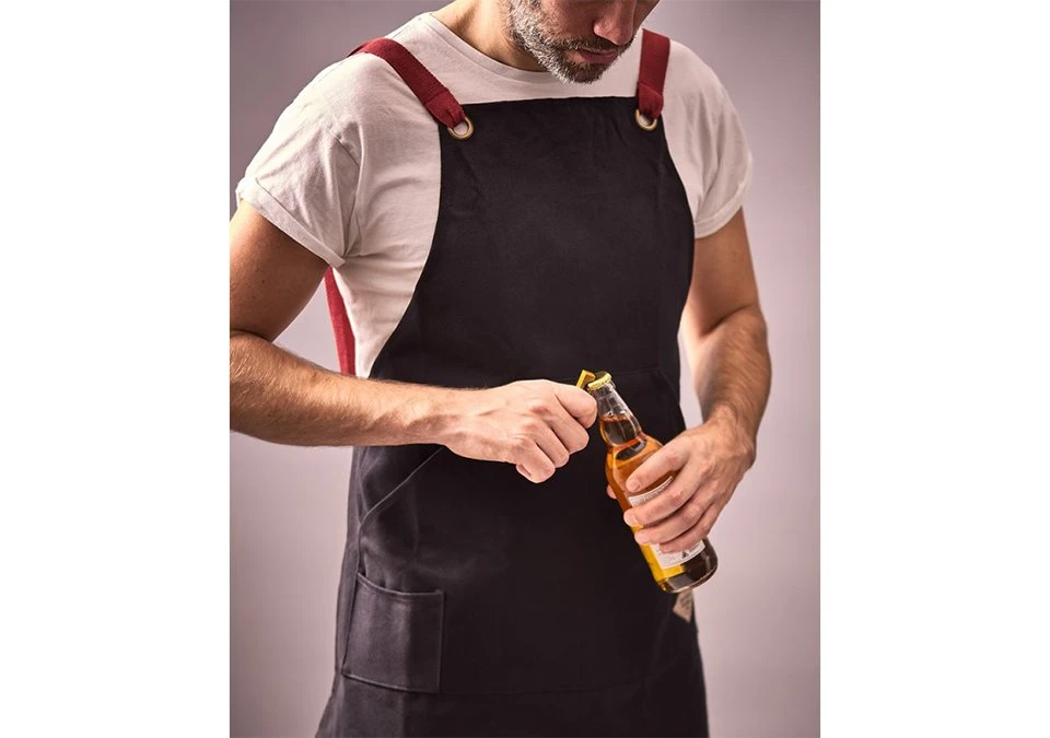 Apron with bottle opener